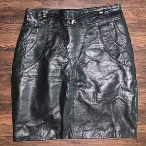 Vintage MIURA sheepskin‎ leather skirt size 32